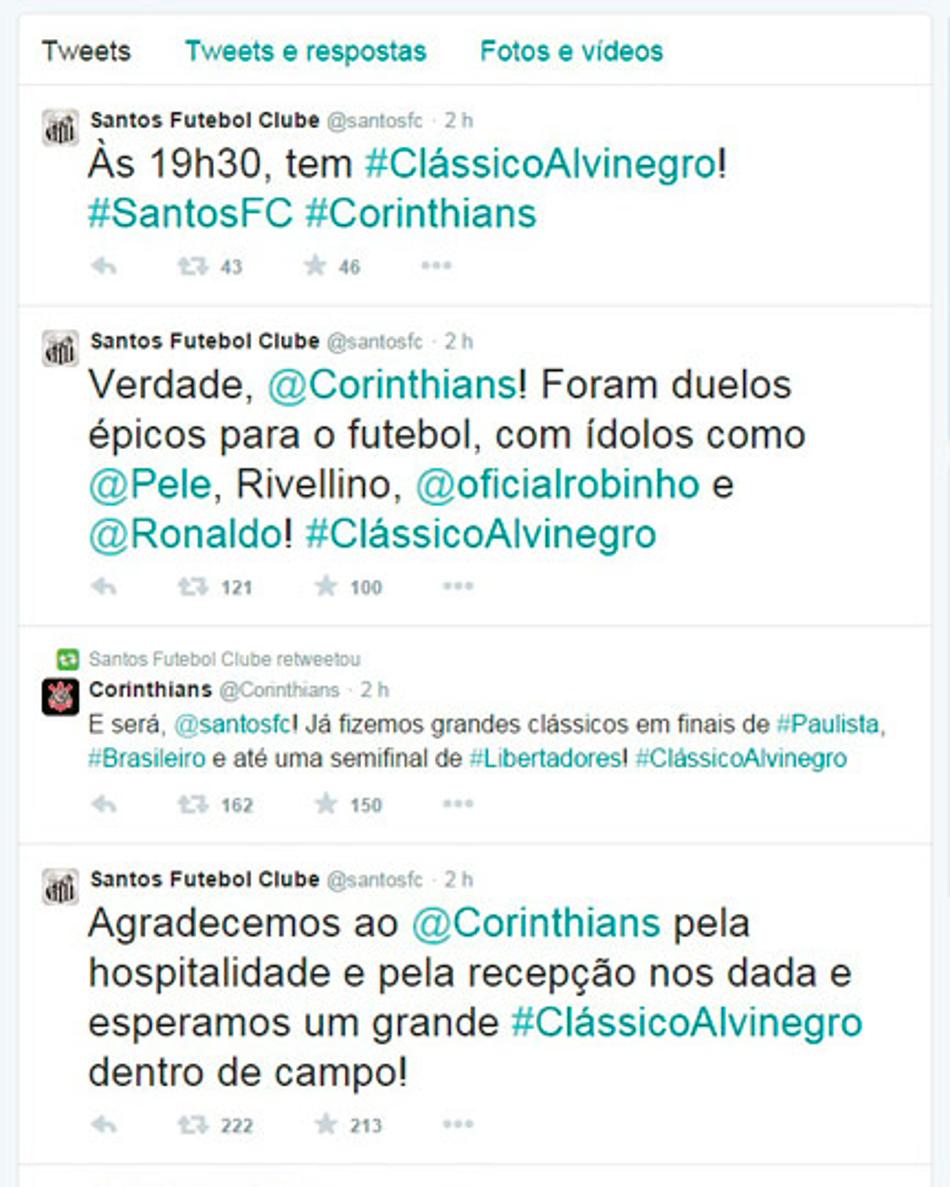 Santos e Corinthians no Twitter (Foto: Reprodução)