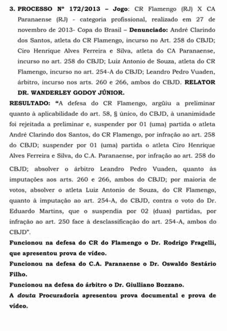 Processo 172 STJD (Foto: Reprodução)