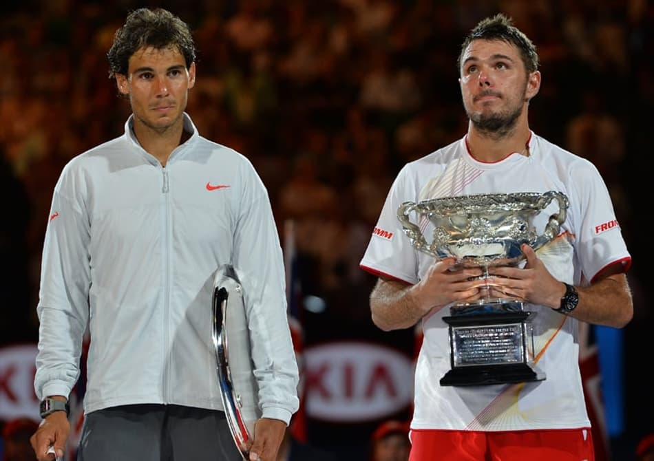 Rafael Nadal e Wawrinka (Foto: Saeed Khan/AFP)