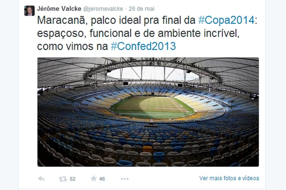 Jérôme Valcke - Maracanã (Foto: Reprodução/ Twitter)