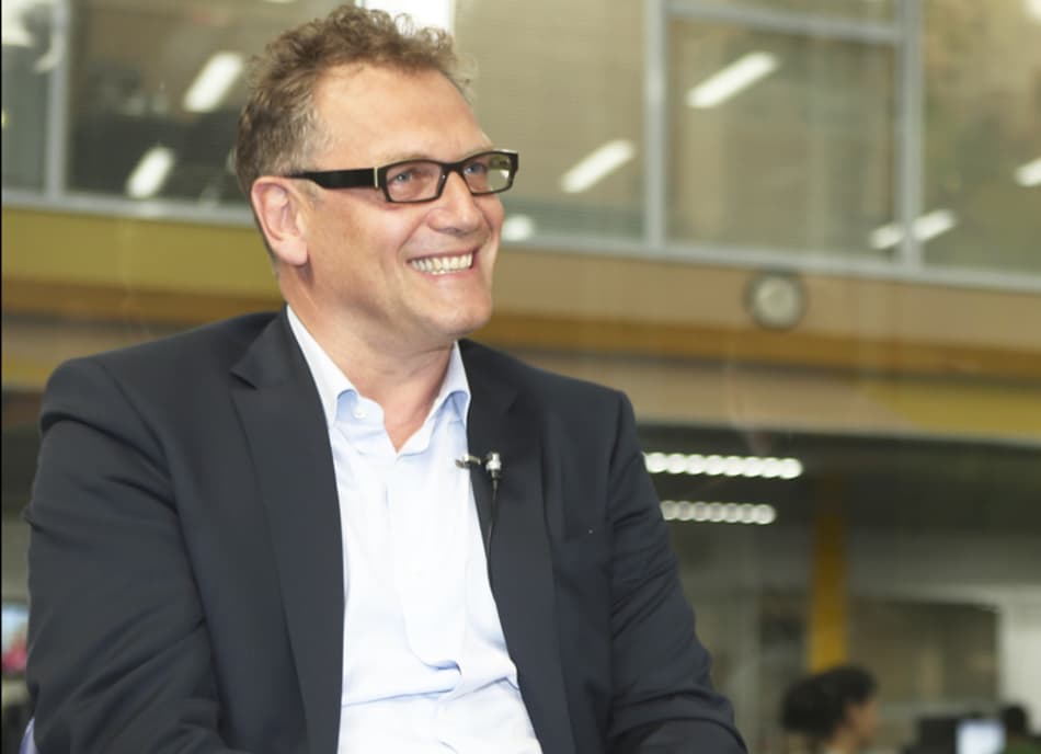 Jérôme Valcke, secretário-geral da Fifa, na redação do LANCE! (Foto: Patrick Szymshek/LANCE!Press)