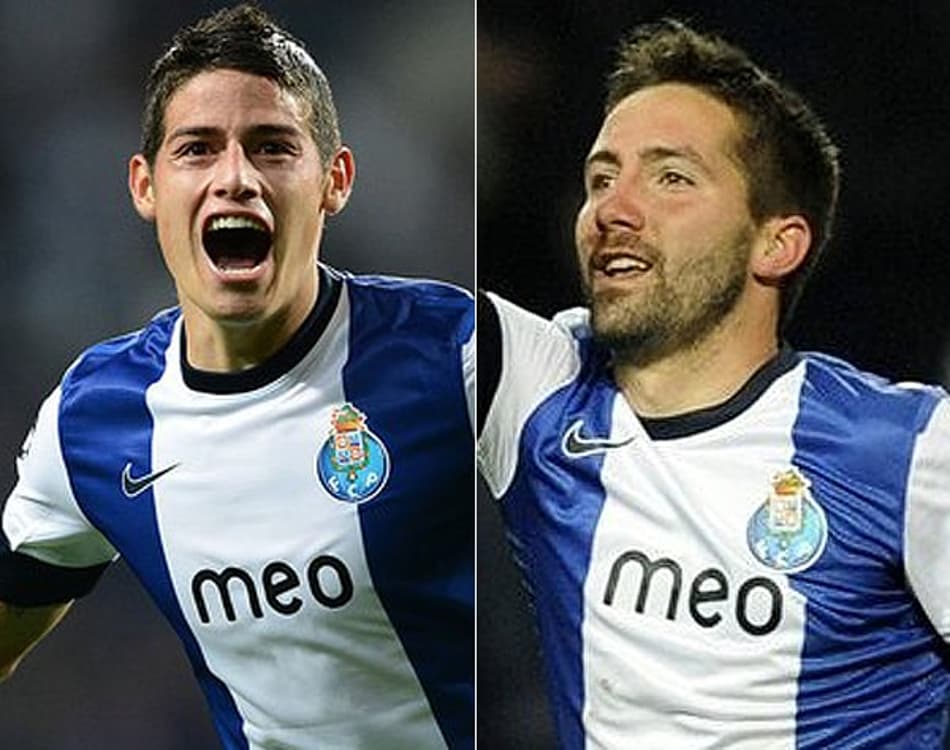 James Rodríguez e João Moutinho (Foto: Arquivo/AFP)