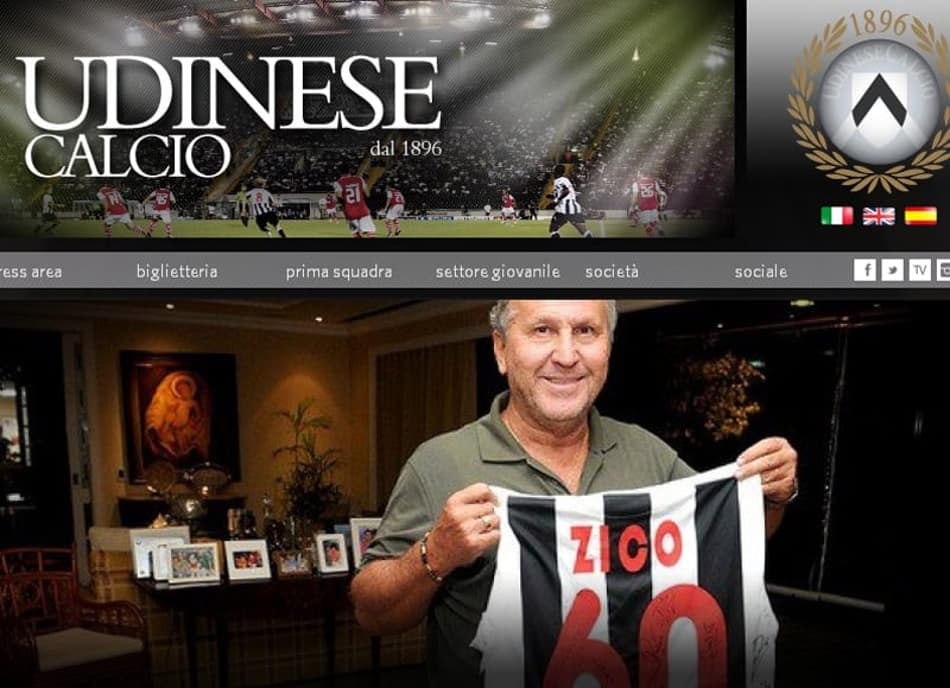 Zico (Foto: Reprodução/Site Oficial do Udinese)