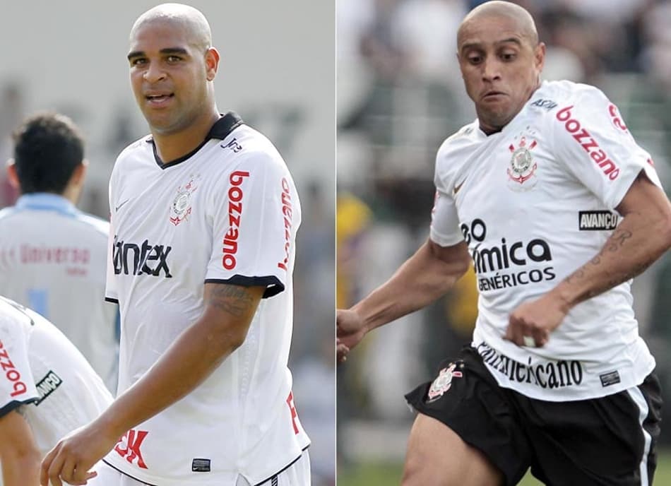 Adriano e Roberto Carlos - Corinthians (Fotos: Tom Dib e Miguel Schincariol)