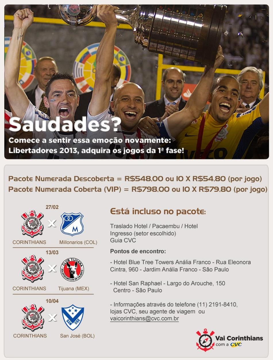 Agência oficial de turismo do Corinthians iniciou venda de pacotes para a Libertadores 2013