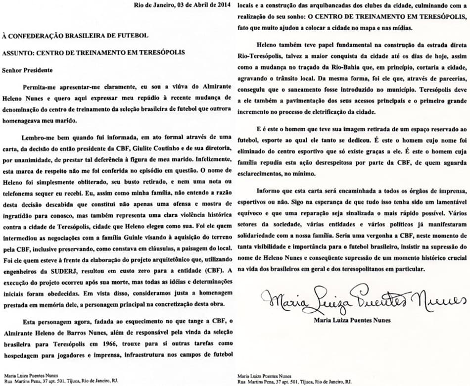 Carta CBF (Foto: Reprodução)