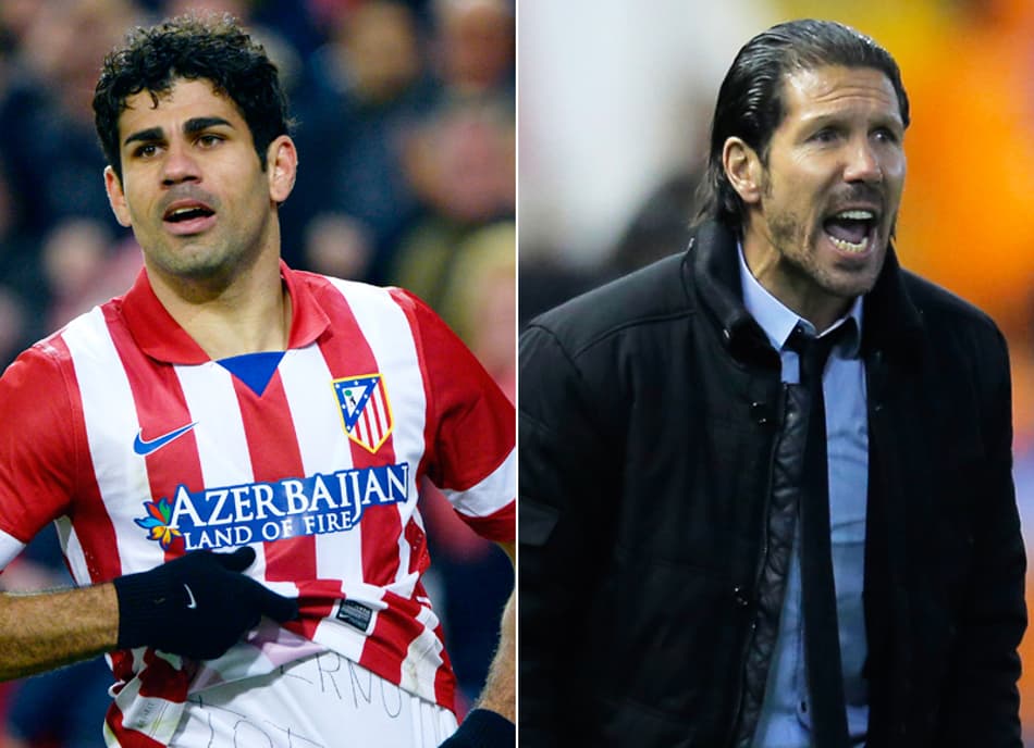 Diego Costa e Diego Simeone (Fotos: AFP)