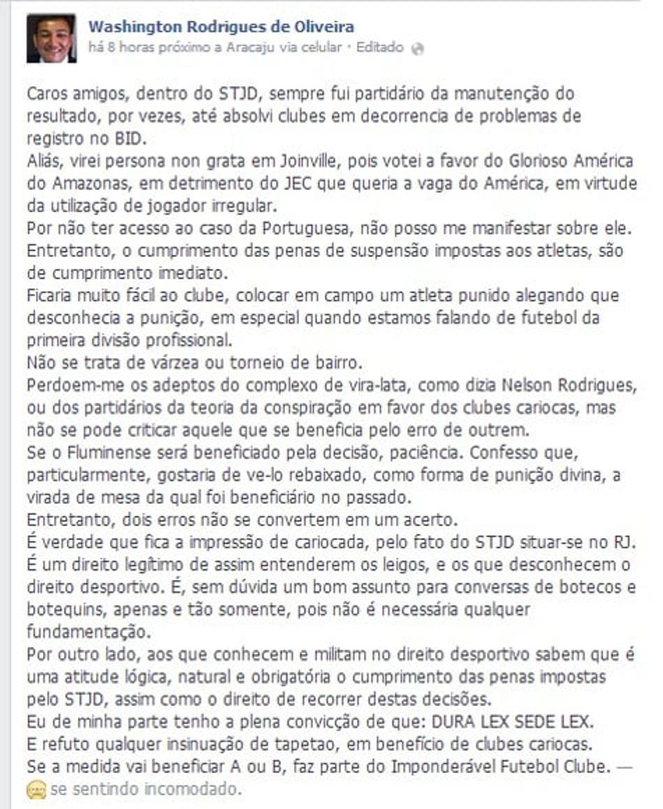 Auditor - Washington Rodrigues (Foto: Reprodução/ Facebook)
