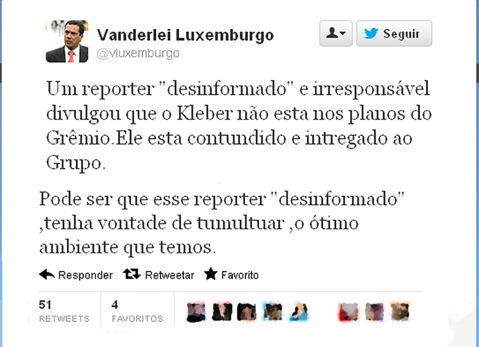 Twitter Luxemburgo - Grêmio
