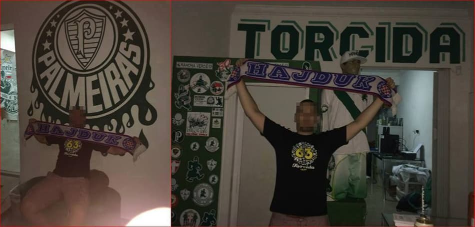 Representante de uma das torcidas da Croácia, considerada de ultra-direita, visitou a sede da maior organizada do Palmeiras (crédito: reprodução/internet)
