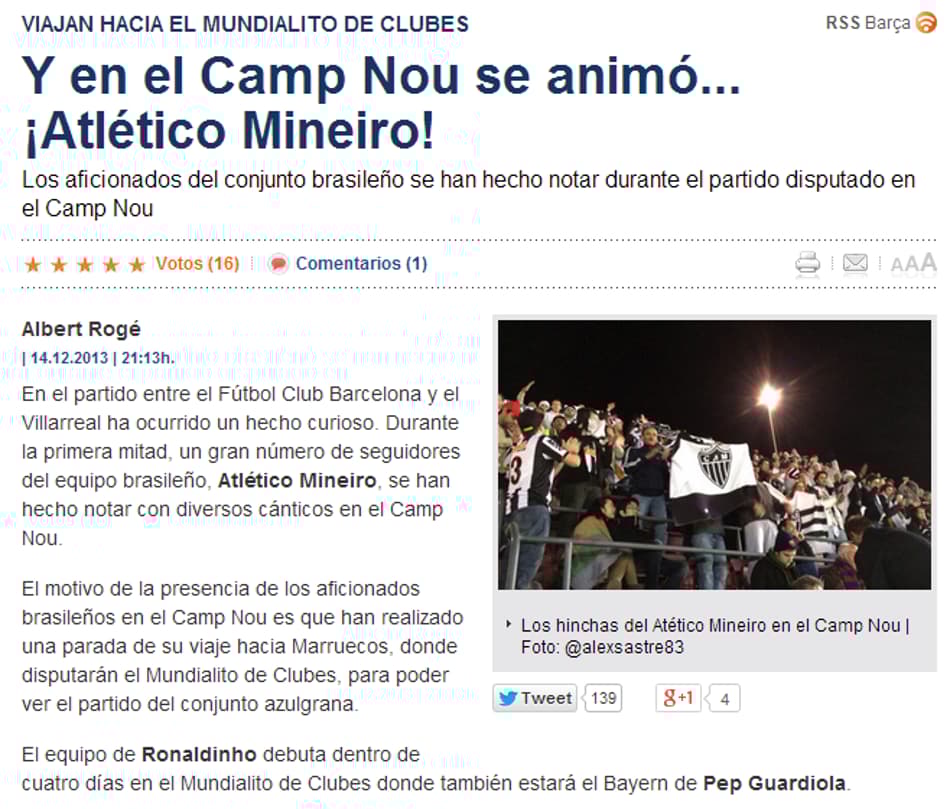 Jornal Sport destaca torcida do Galo (Foto: Reprodução/Sport)