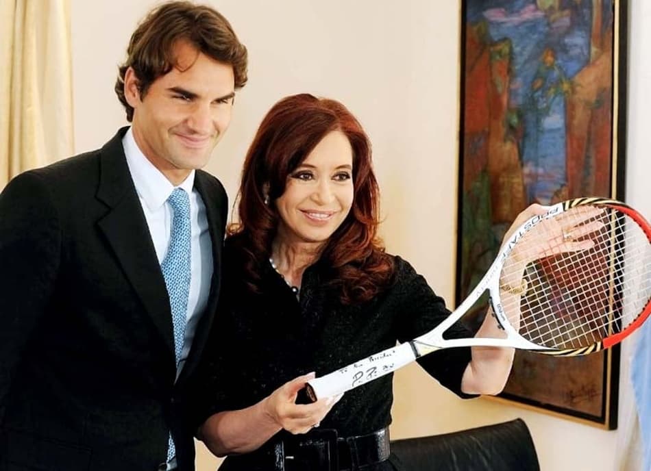 Roger Federer e Cristina Kirchner (Foto: AFP)