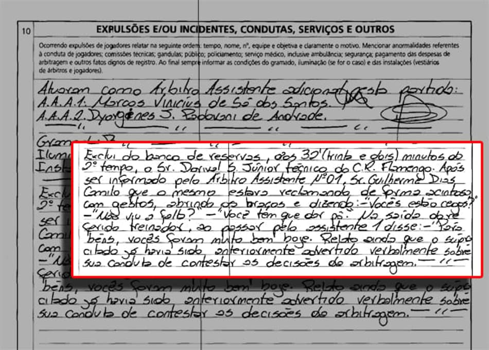 Súmula de Flamengo x Ponte Preta (Foto: Reprodução)