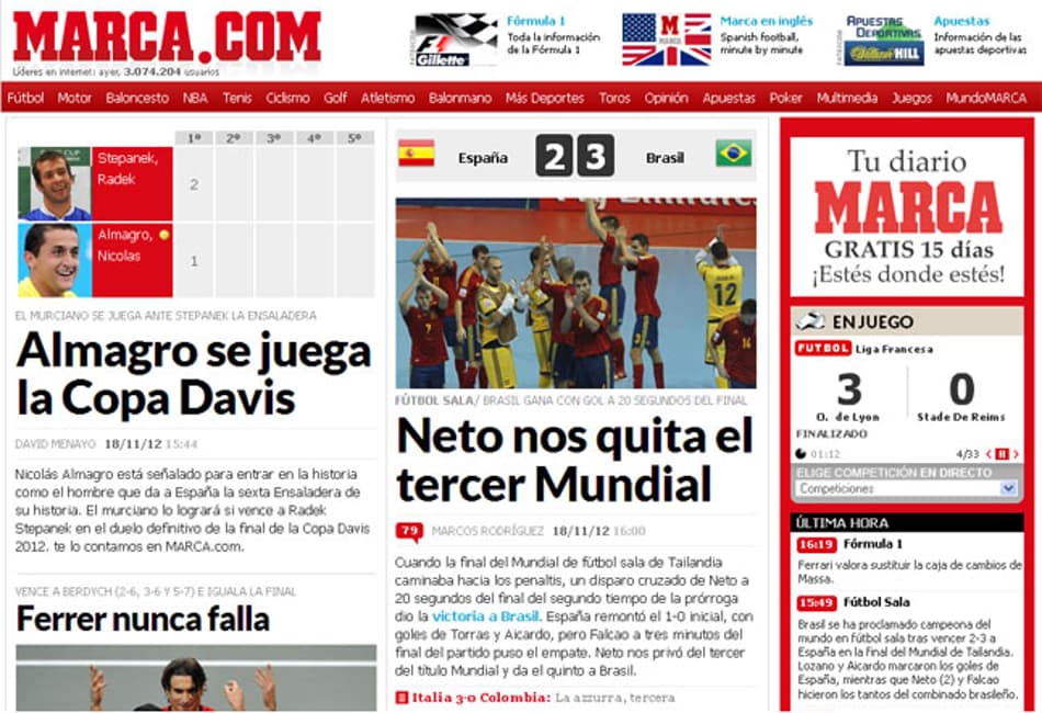 Imprensa espanhola repercute heptacampeonato brasileiro de futsal