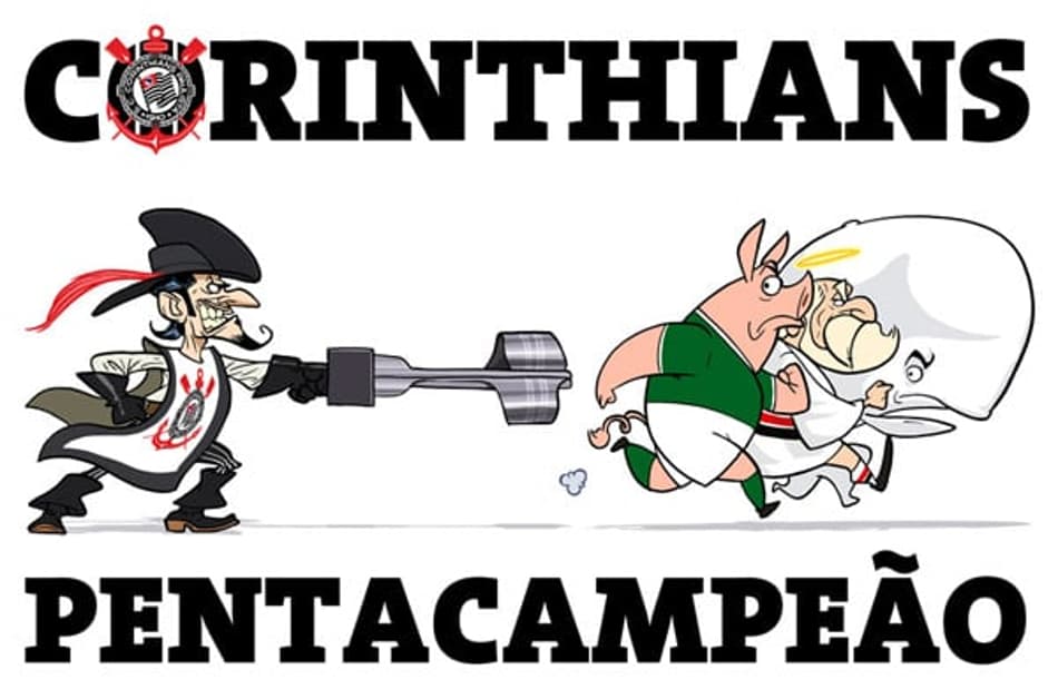 Charge Corinthians Pentacampeão (Arte: Mario Alberto)