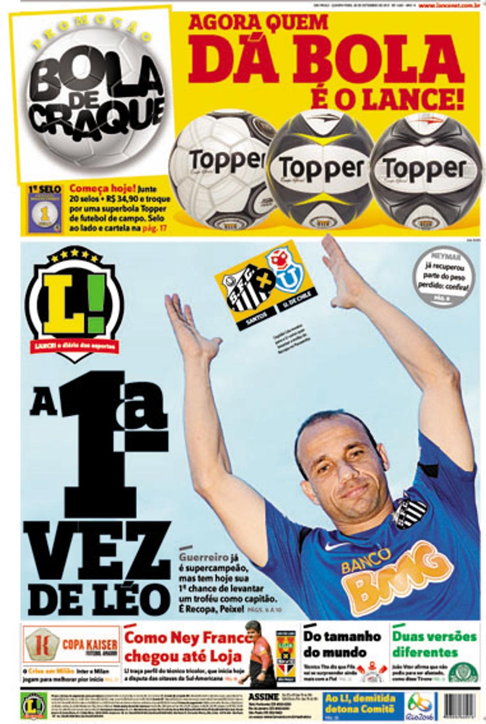 Capa do LANCE! São Paulo desta quarta-feira