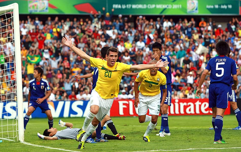 Gol do Léo - Japão x Brasil - Mundial Sub-17 (Foto: Alex Cruz/EFE)
