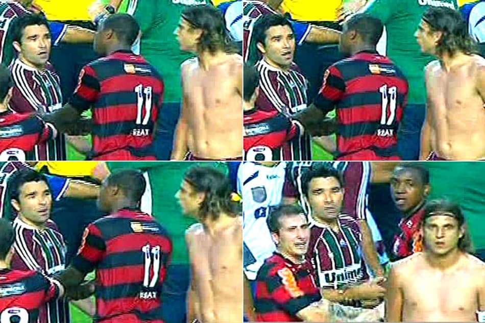 FRAME - Cuspe de Rafael Moura em Renato (Reprodução/PFC)