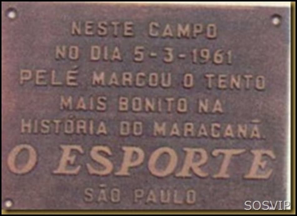 A placa do gol de placa de Pelé (Foto: Reprodução)
