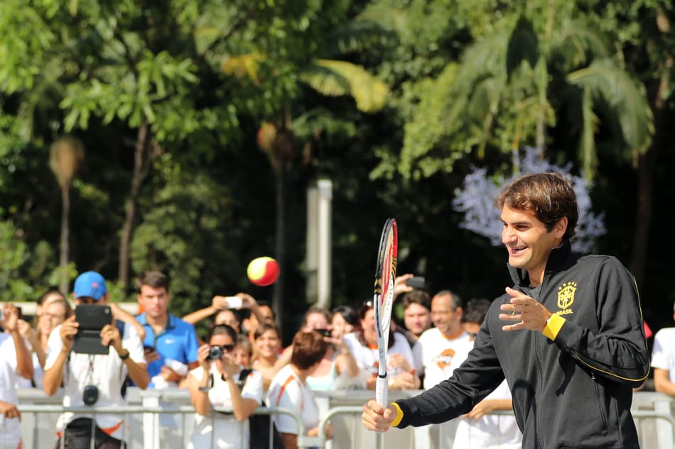 Federer x Serena no Masp (Foto: Tom Dib)