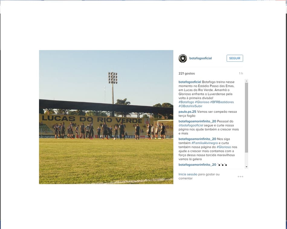 Botafogo faz reconhecimento de gramado no Mato Grosso