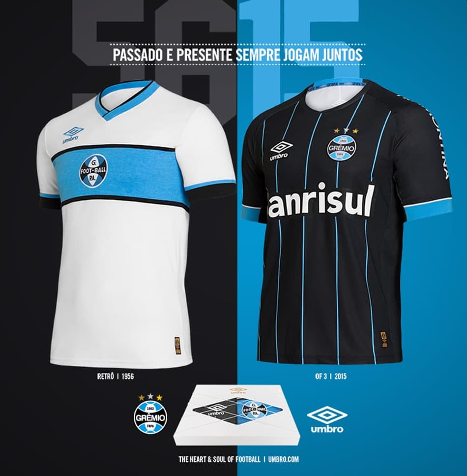 Com ‘reverência de 1956’, Grêmio tem quarto uniforme lançado pela Umbro