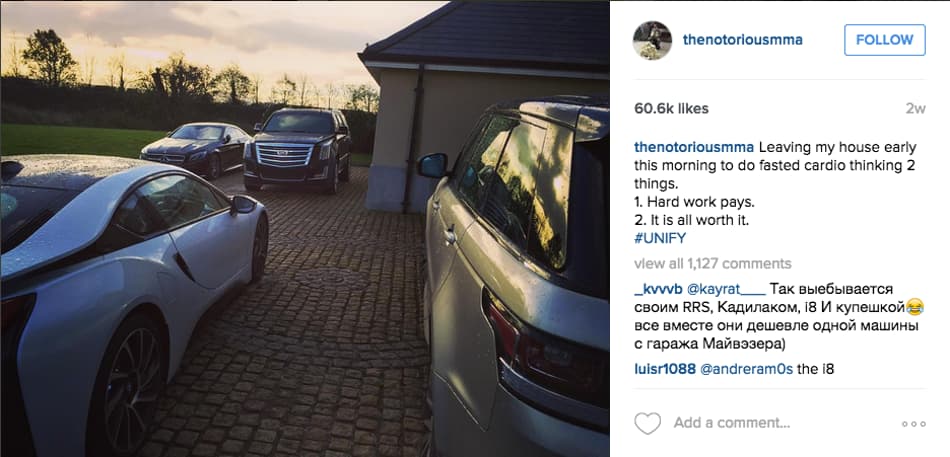 Conheça a coleção de carros que Conor McGregor ostenta na internet