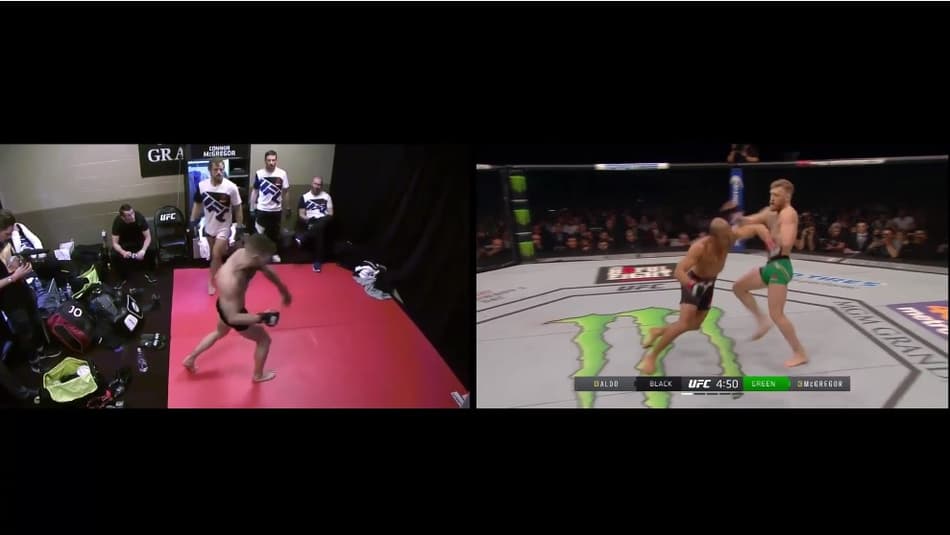 Vídeo mostra McGregor no vestiário ensaiando golpe que derrubou Aldo