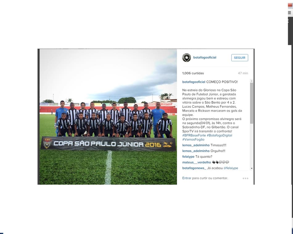 Botafogo estreia com vitória e muitos gols na Copinha