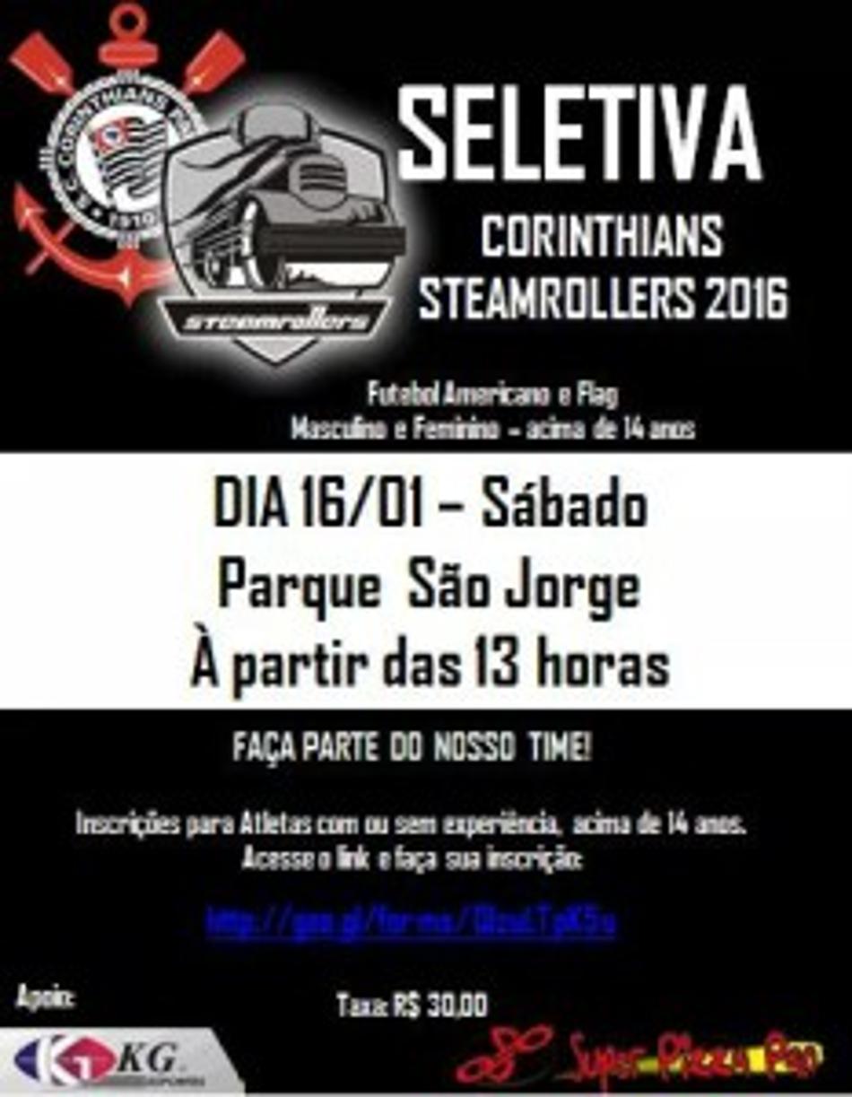 Corinthians Steamrollers faz seletiva para o futebol americano em Janeiro