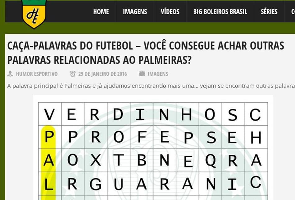 Caça-Palavras do Futebol: você consegue achar outras palavras relacionadas ao Palmeiras?