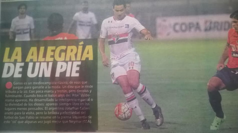 Jornal de Trujillo exalta classe de Ganso e o compara a Valderrama