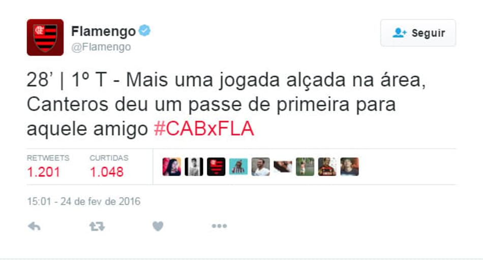 Twitter do Fla ironiza passe errado de Canteros contra Cabofriense