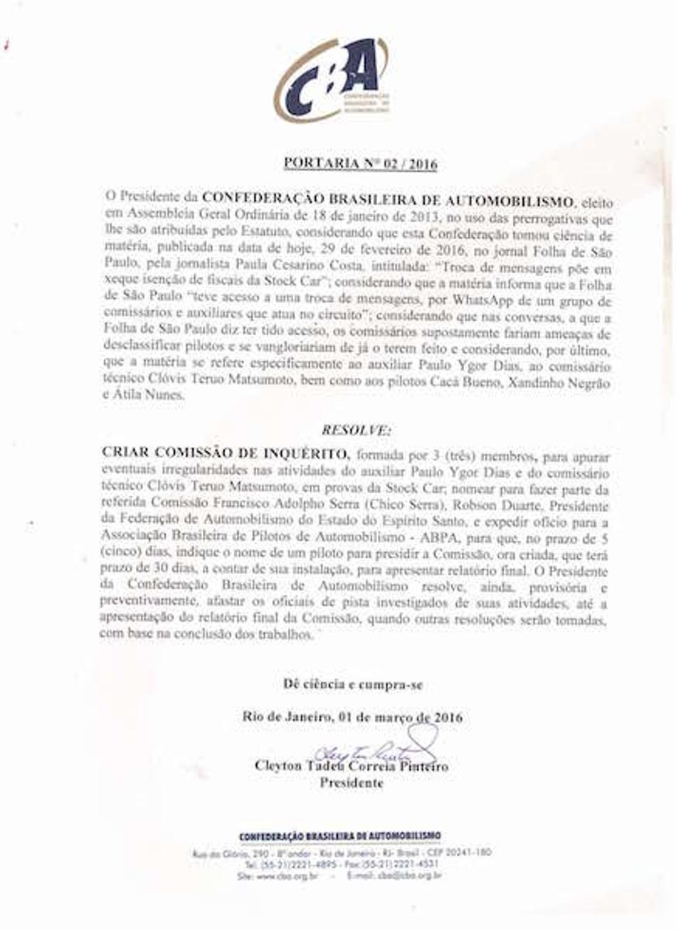 CBA cria Comissão de Inquérito