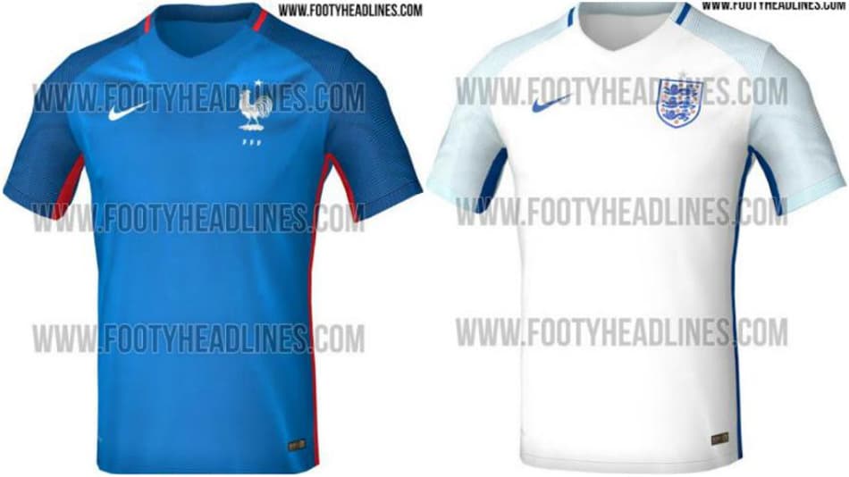 Camisas 1 de França e Inglaterra para a Eurocopa vazam na internet