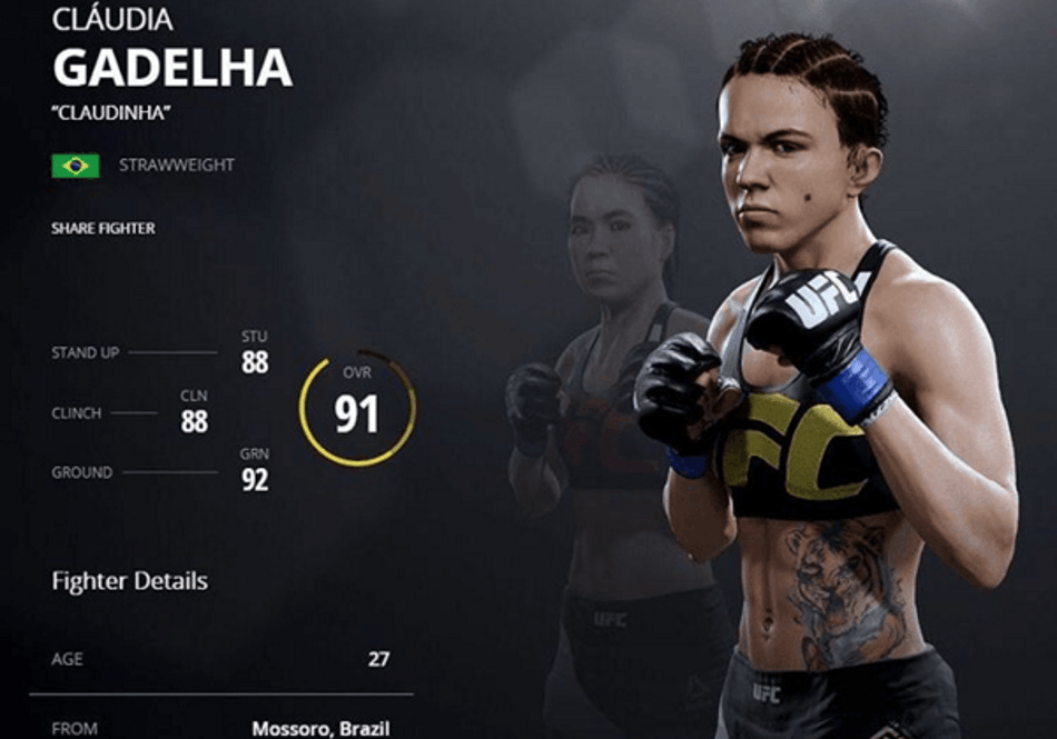 Lutadora brasileira comemora participação em novo game do UFC