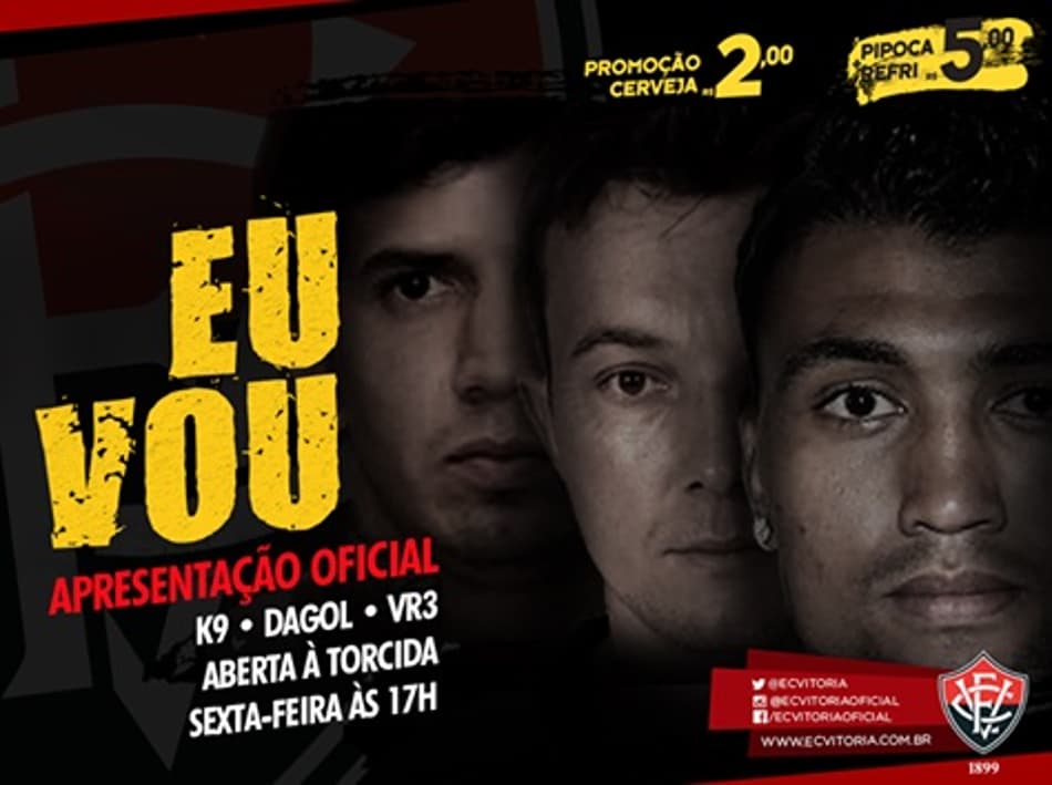 Vitória vai apresentar Kieza, Victor Ramos e Dagol com cerveja a R$ 2