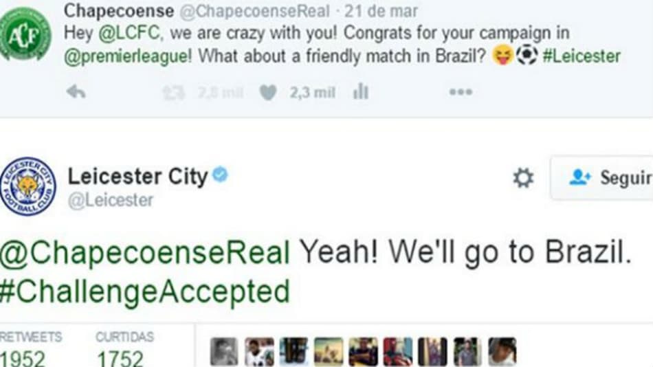 Leicester City aceita desafio da Chapecoense: 'Vamos ao Brasil'