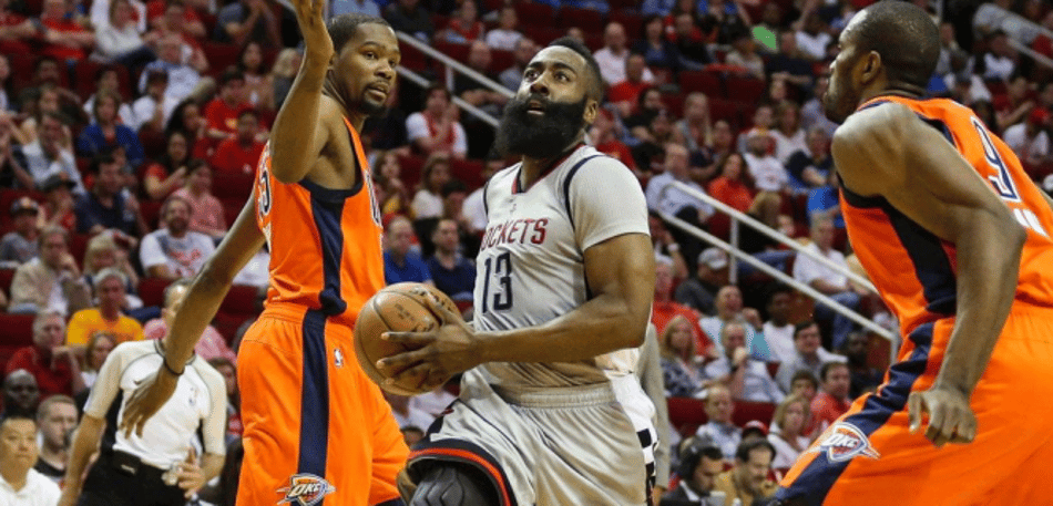 Harden brilha, Rockets bate Thunder e segue na luta pelos playoffs