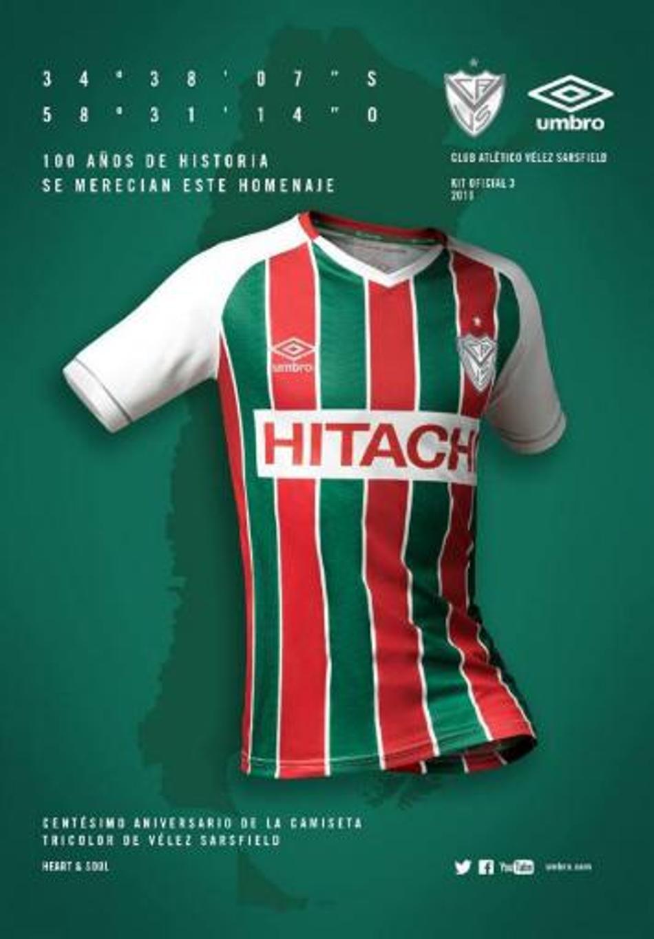 Vélez Sarsfield lança camisa 3 para homenagear uniforme centenário, com as cores da bandeira da Itália