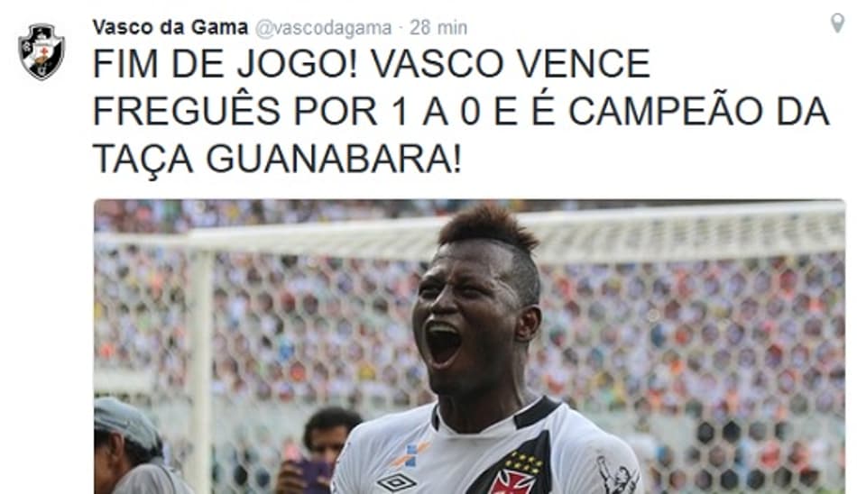 Após vitória e título da Taça Guanabara, Vasco zoa o Fluminense no Twitter