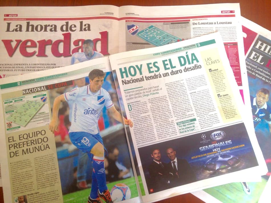 Jornais uruguaios analisam duelo entre Nacional e Corinthians (Foto: Bruno Cassucci)