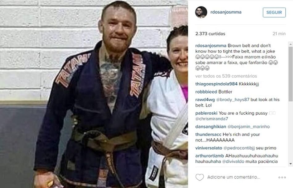Dos Anjos alfineta McGregor: 'Não sabe amarrar a faixa, que fanfarrão'