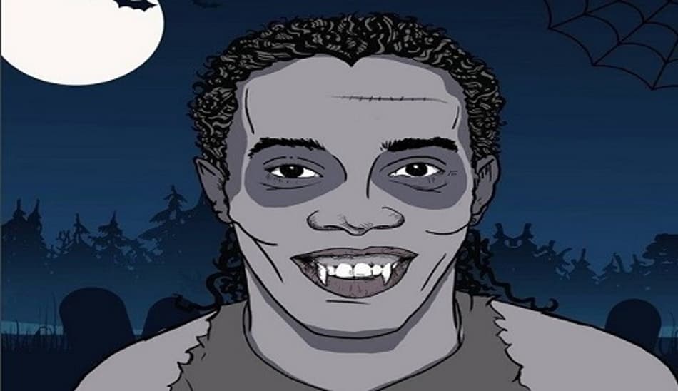 Ronaldinho Gaúcho posta sua caricatura no clima da sexta-feira 13