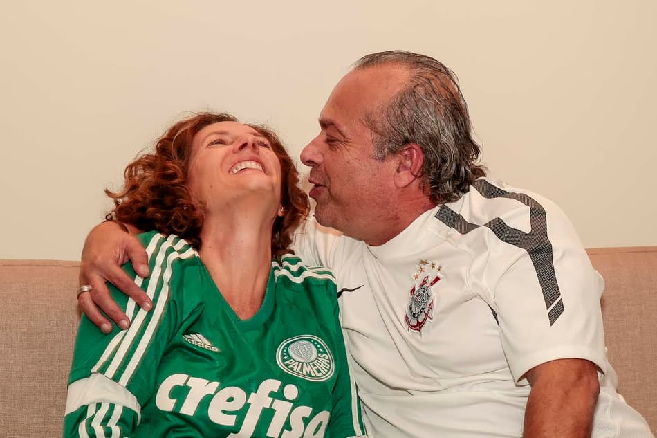 Carla, palmeirense, e Fábio, corintiano: amor no Dérbi