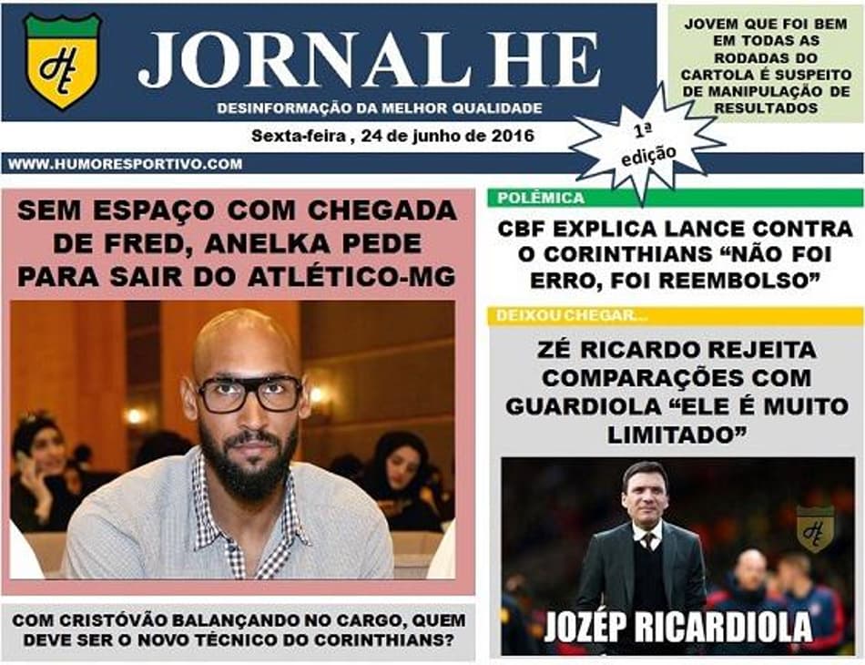 Anelka fora do Galo, Dunga dançarino e mais! Veja as 'notícias' do Jornal HE