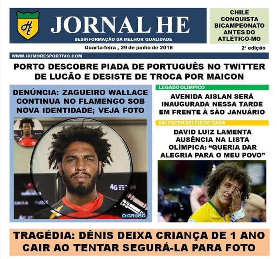 Saiu mais uma edição do Jornal Humor Esportivo. Confira!