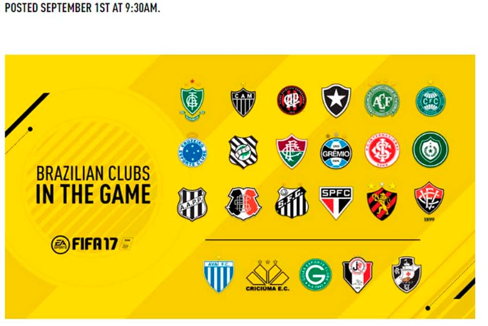 Fifa erra escudo do Palmeiras em anúncio de novo game