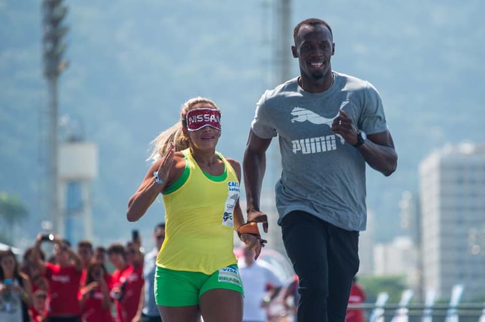 Usain Bolt faz saudação a Terezinha e aos atletas paralímpicos
