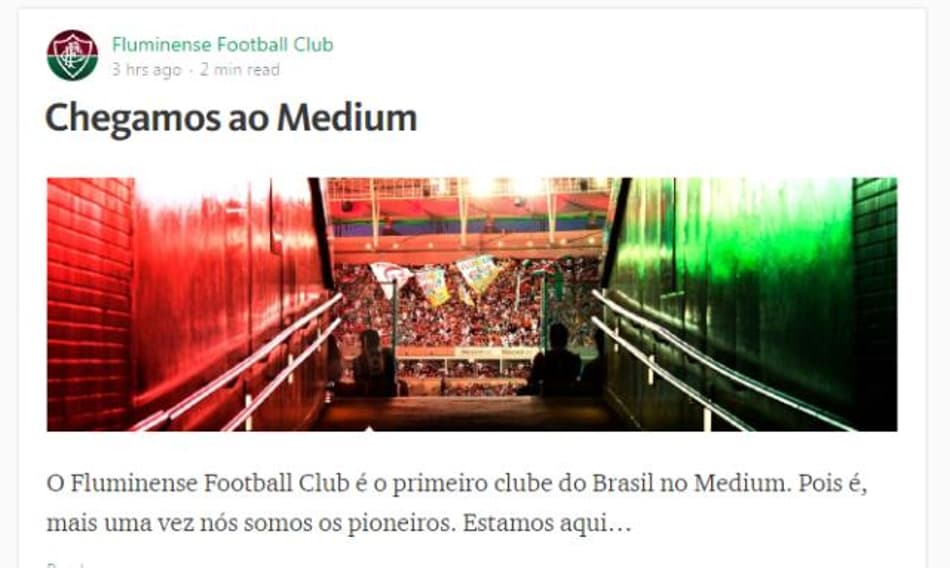 Fluminense é o primeiro clube do Brasil a fazer parte do Medium
